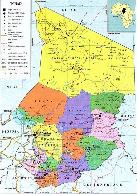 Tschad Regionen Karte